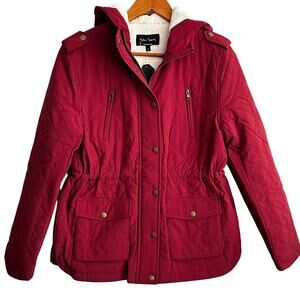 Eden Society Sherpa Quilted Jacket S NWT Red NWT Fleece Zip Utility Barn Coat